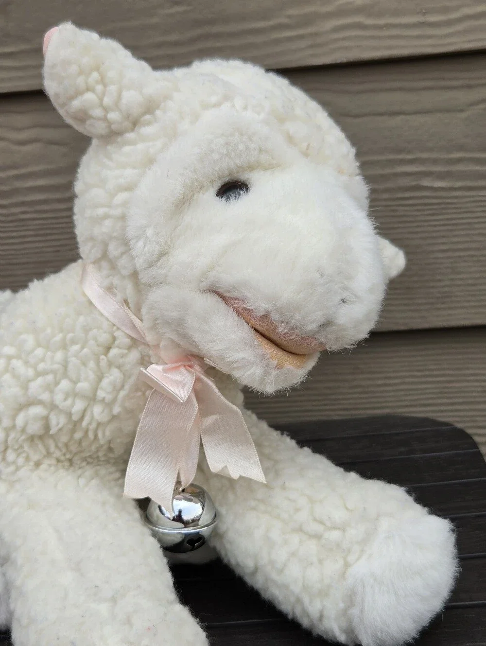 Vtg Mervyn’s Playful Pals White Lamb Hand Puppet Plush Stuffed Animal with Bell